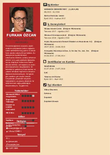 Metalürji Ve Malzeme Mühendisliği Cv Örnekleri cv indir